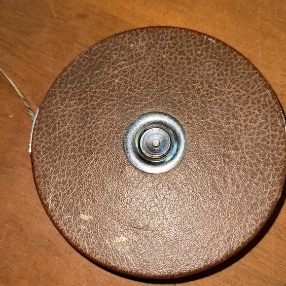 Vintage Evans 100 FT Wind Up White Tape Measure with Brown Leatherette Covering - Picture 3 of 5